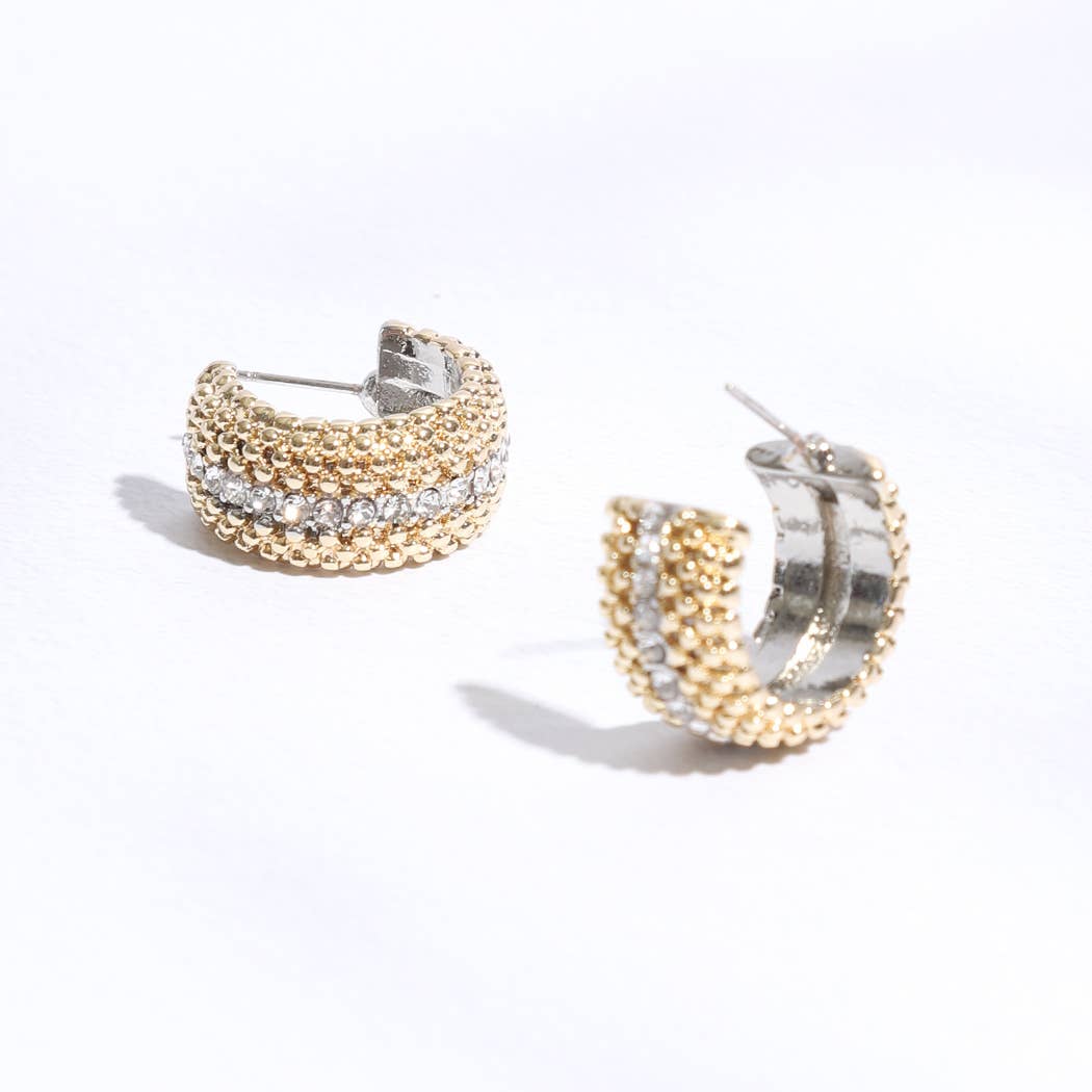 Nera Multi-Toned Wide Half Hoop Post Earrings