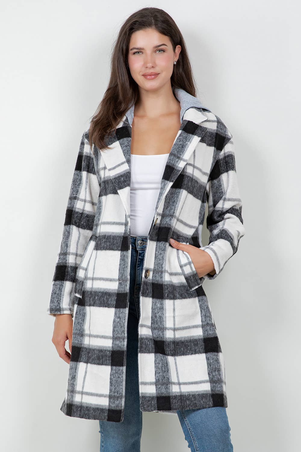 Tami Oversized Woolen Plaid Coat