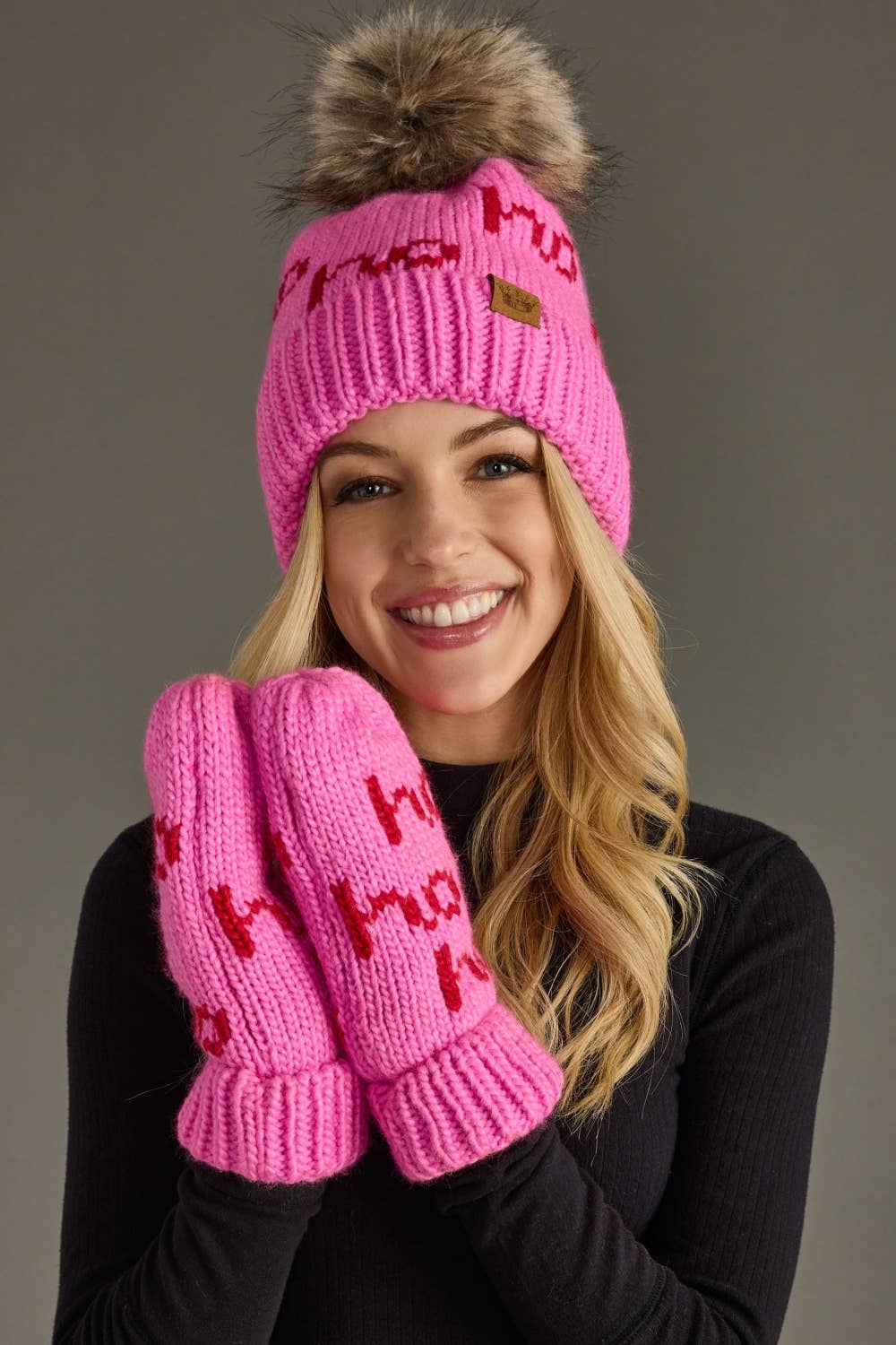 Bogan Pink & Red Ho Ho Ho Pom Hat FINAL SALE