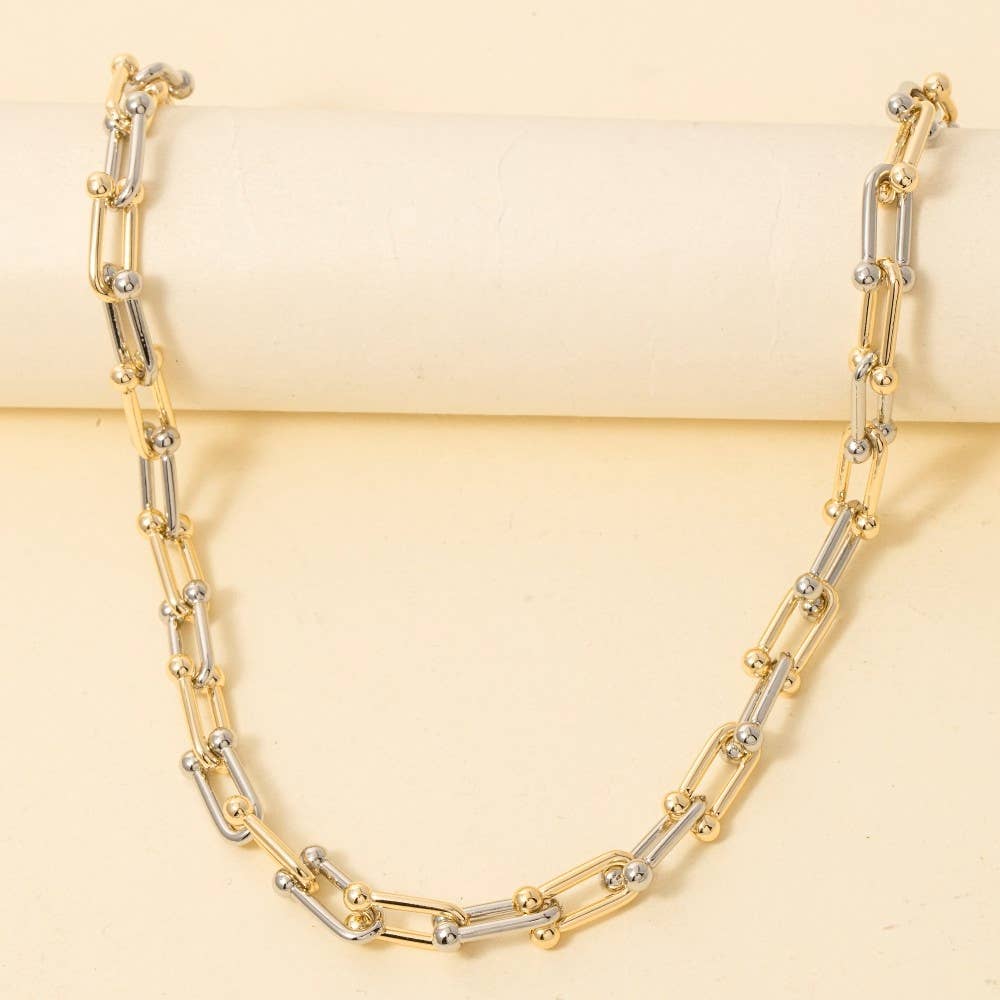 Singer Two Tone U Chain Link Necklace