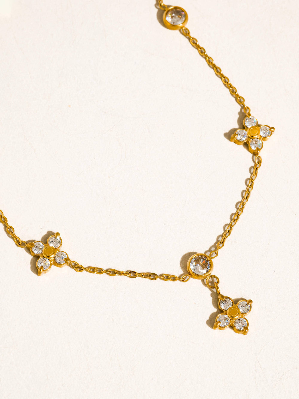 Flânerie by MAIQ Aveline 18K Gold Non-Tarnish CZ Floral Chain Necklace