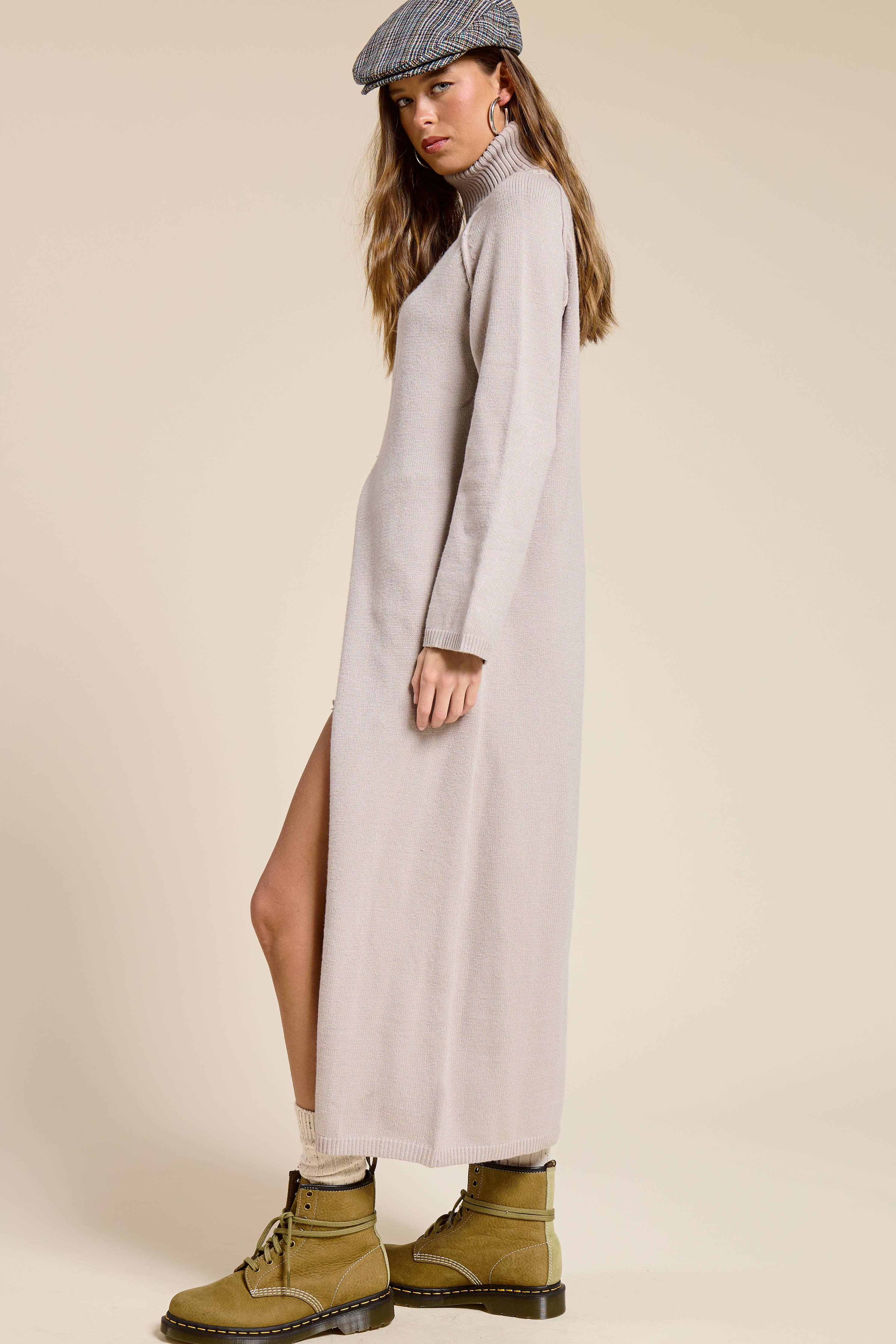 Vale Ribbed Turtleneck Tunic Sweater