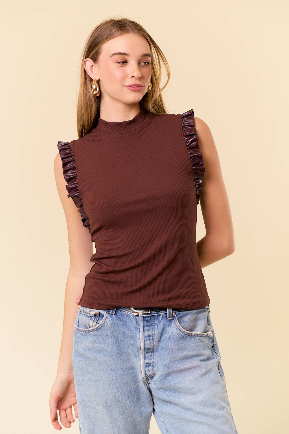 Mayer Chocolate Ruffle Tank