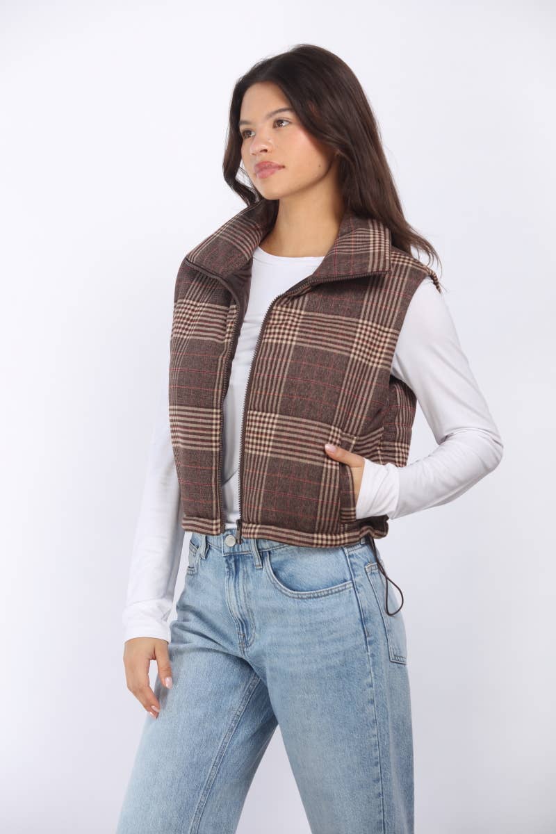 Gayle Plaid Puffer Vest