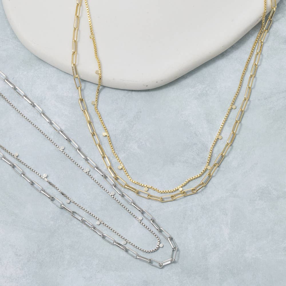 Allessa Gold Dipped Layered Mixed Chain Necklace (2 Colors!)