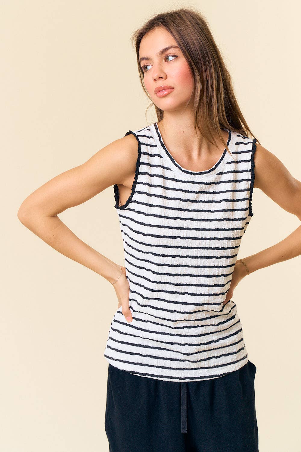 Boyle Stripe Ruffle Tank Top PREORDER