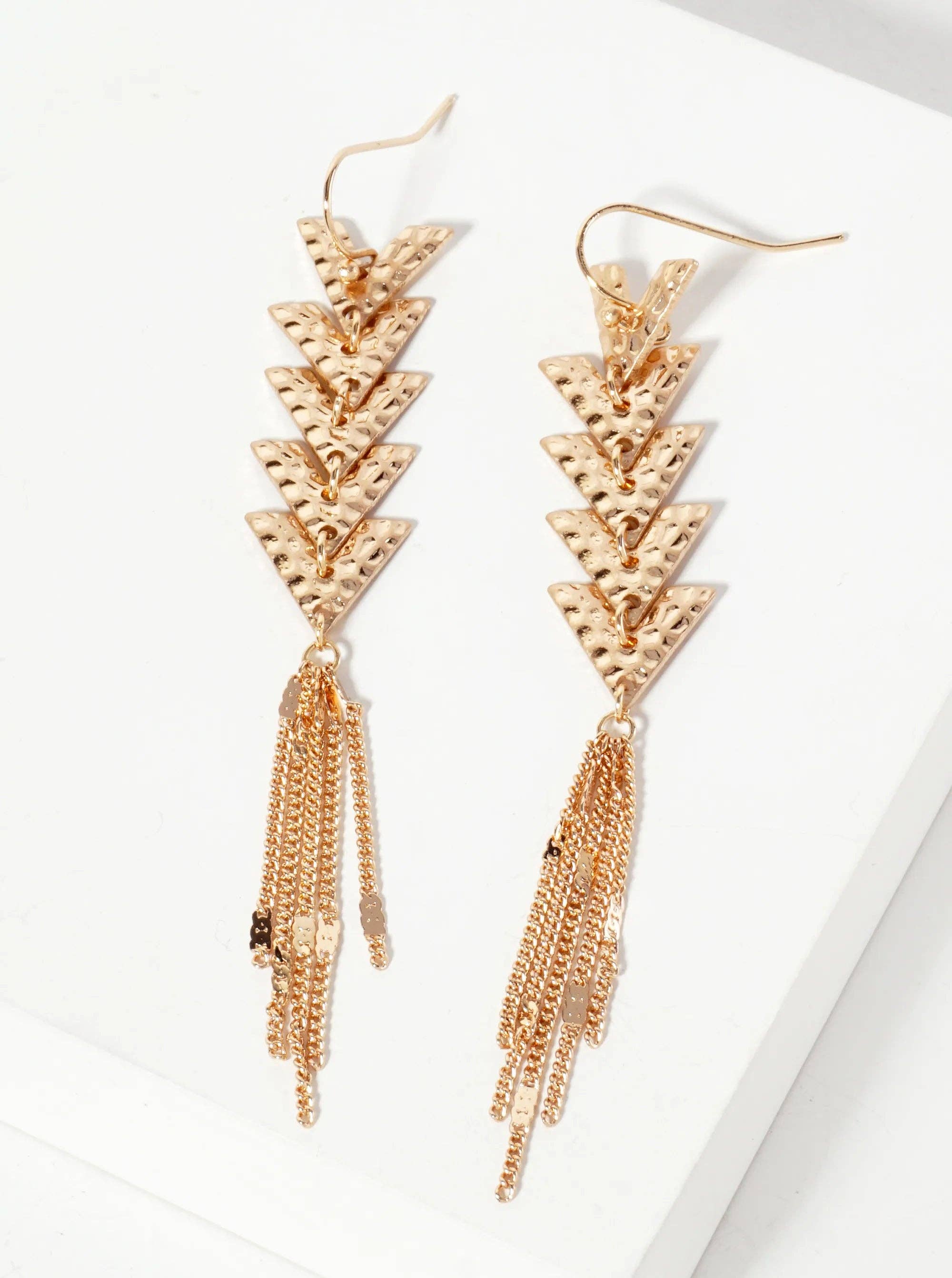 Yia Chain Drop Chevron Dangle Earrings