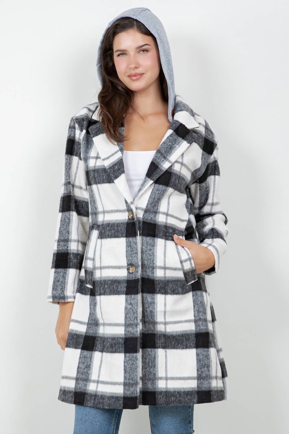 Tami Oversized Woolen Plaid Coat