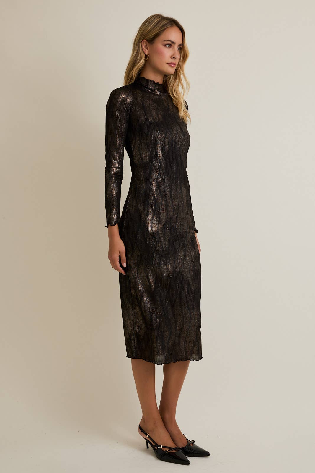 Elli Mock Neck Midi Dress