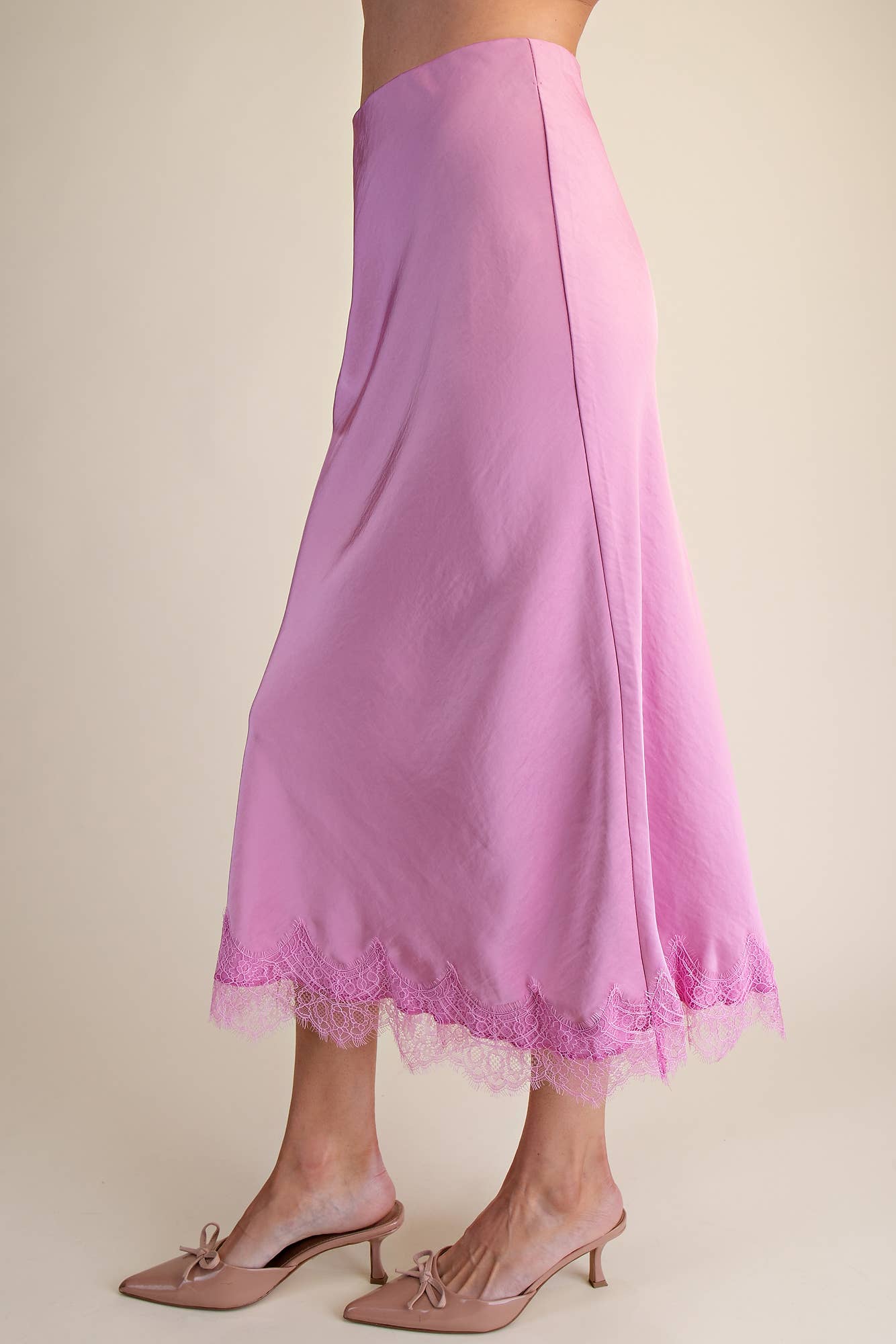 Mistie Satin Effect Lace Midi Skirt