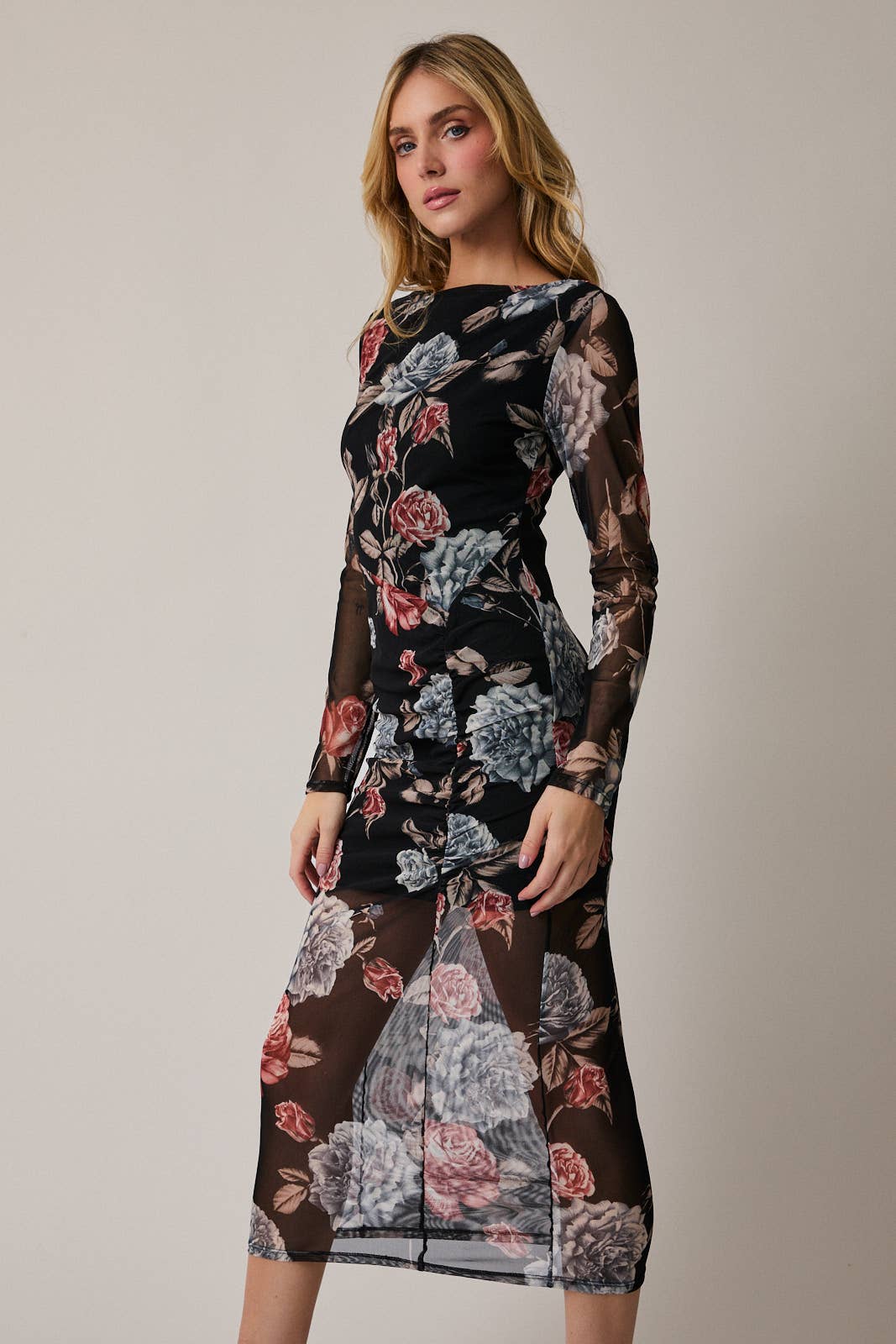 Victoria Boat Neck Floral Dress