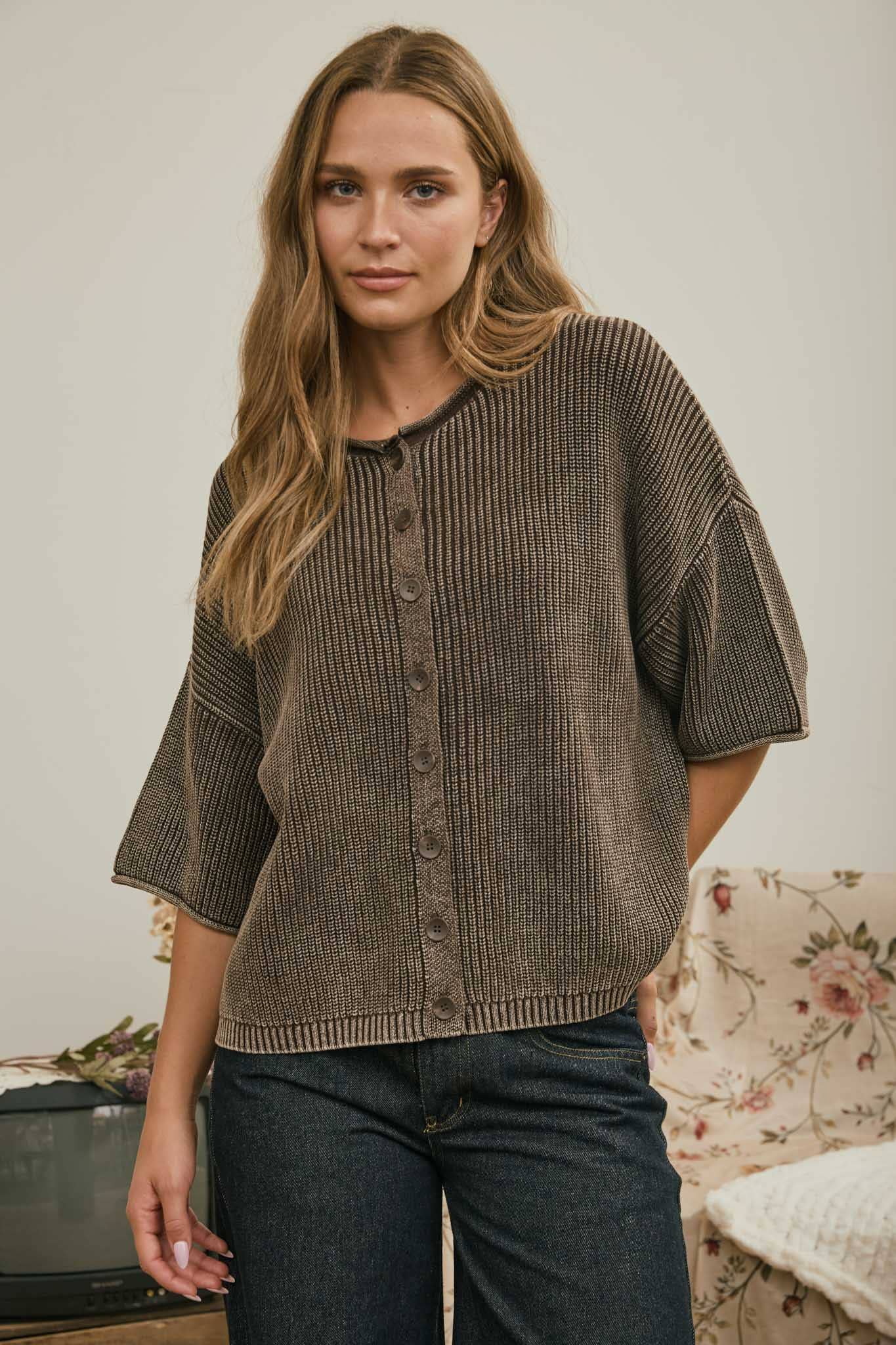 Daphne Washed Knit Cardigan