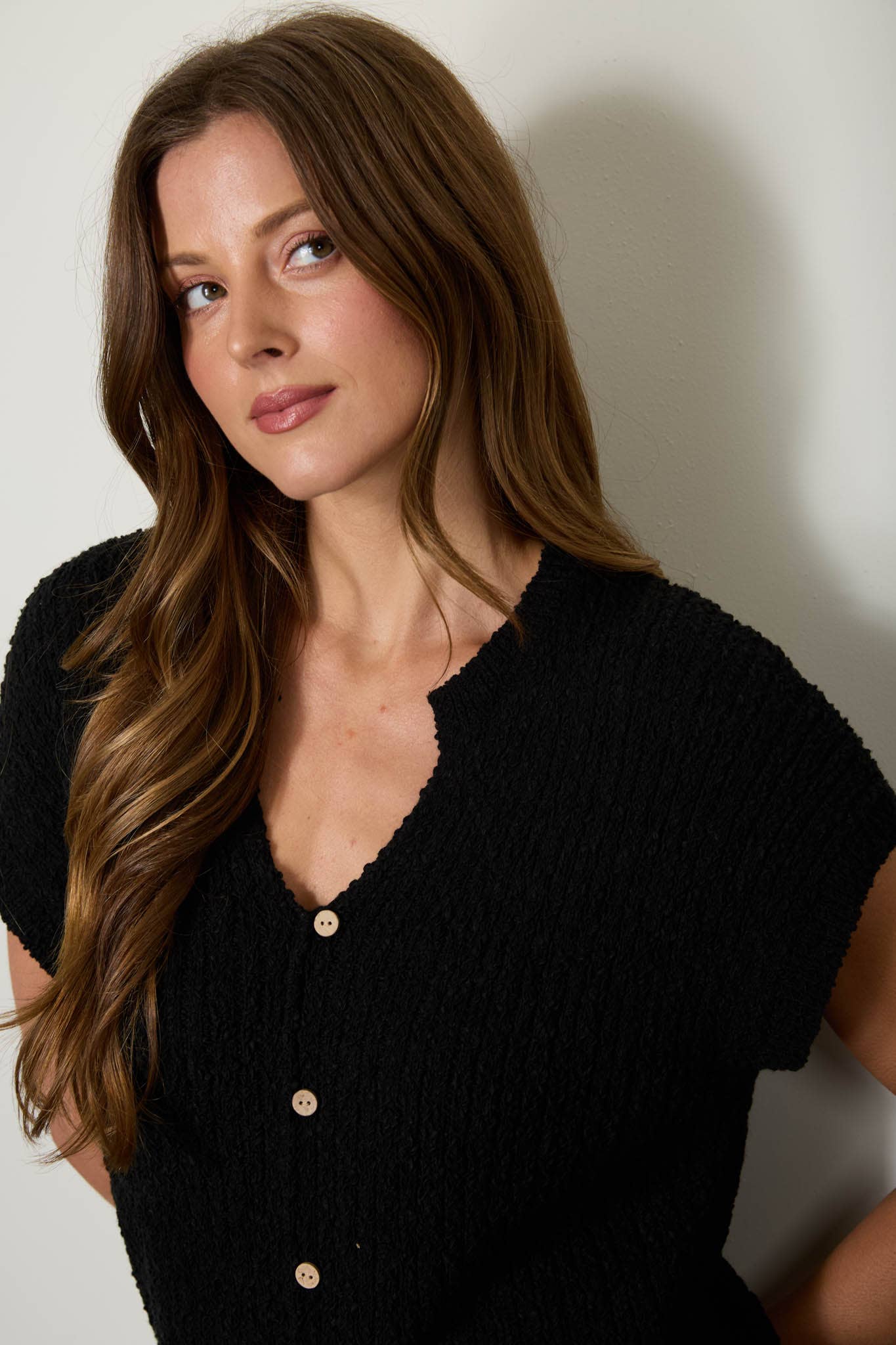 Carmine Button Knit Top (2 Colors!)