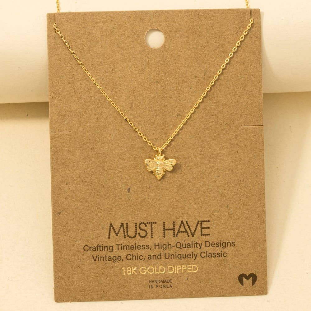 Aka Gold Dipped Mini Bee Pendant Necklace