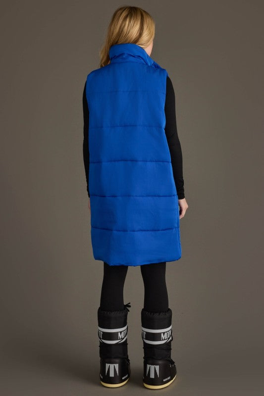 Vikki Royal Blue Puffer Long Vest PREORDER