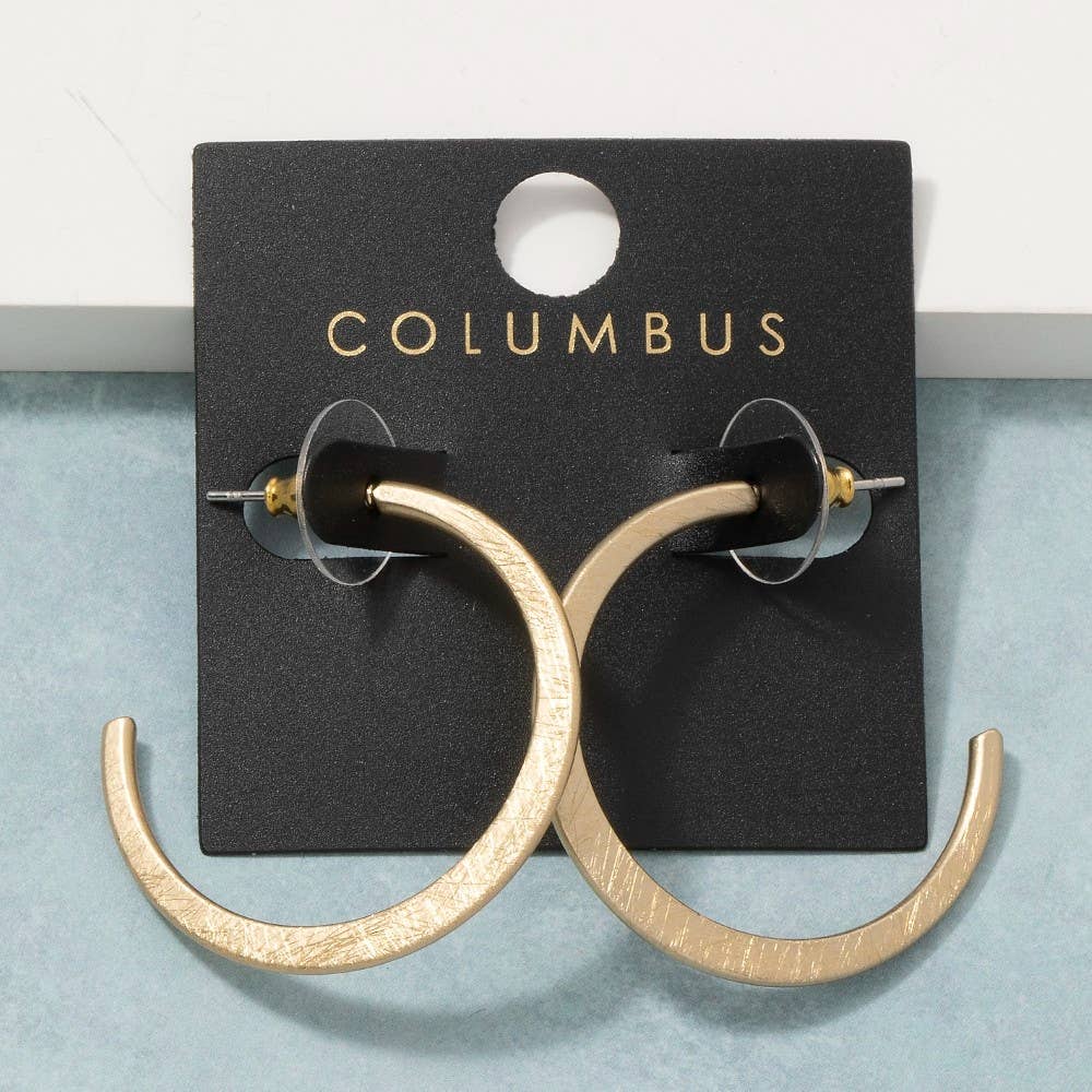 Arma Bushed Texture Gold Hoop Earrings