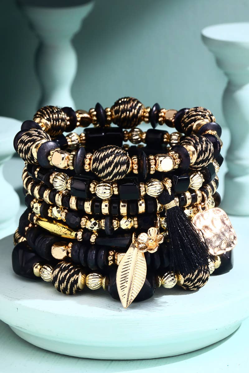 Fiona 7 Strand Multi Bead Stretch Bracelet