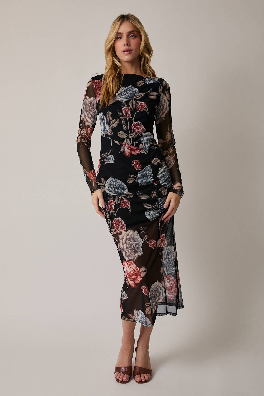 Victoria Boat Neck Floral Dress