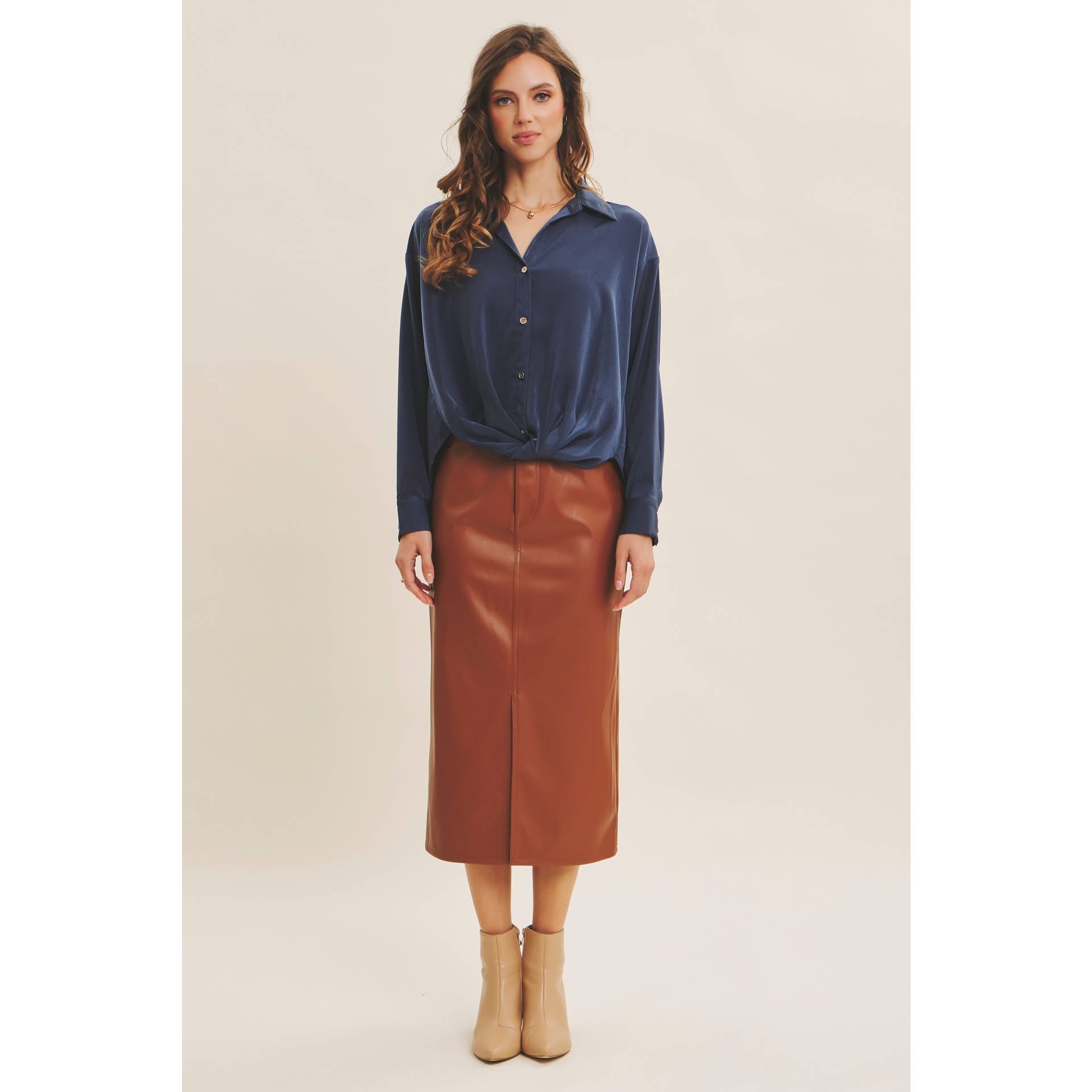 Gordon Button Down Satin Shirt