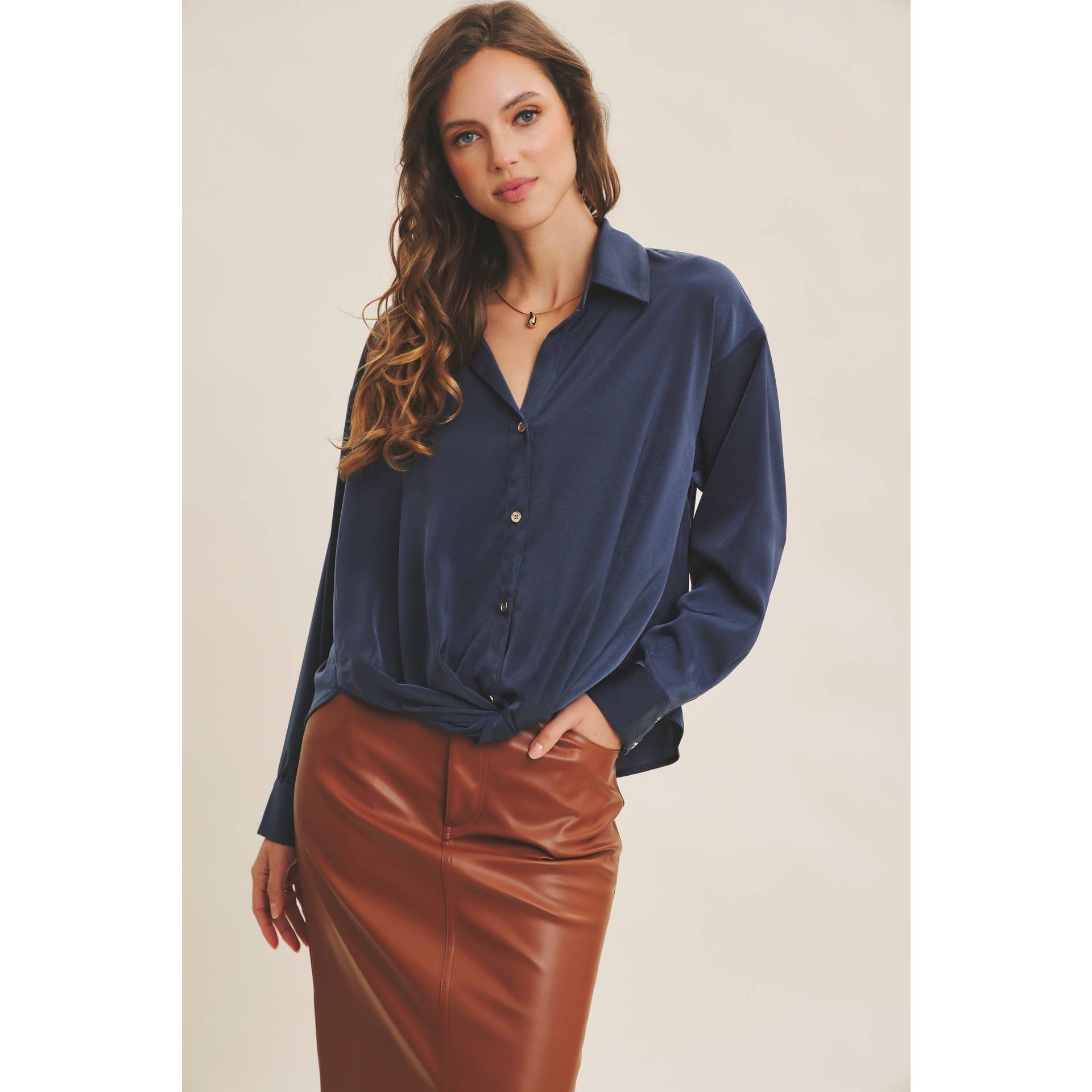 Gordon Button Down Satin Shirt