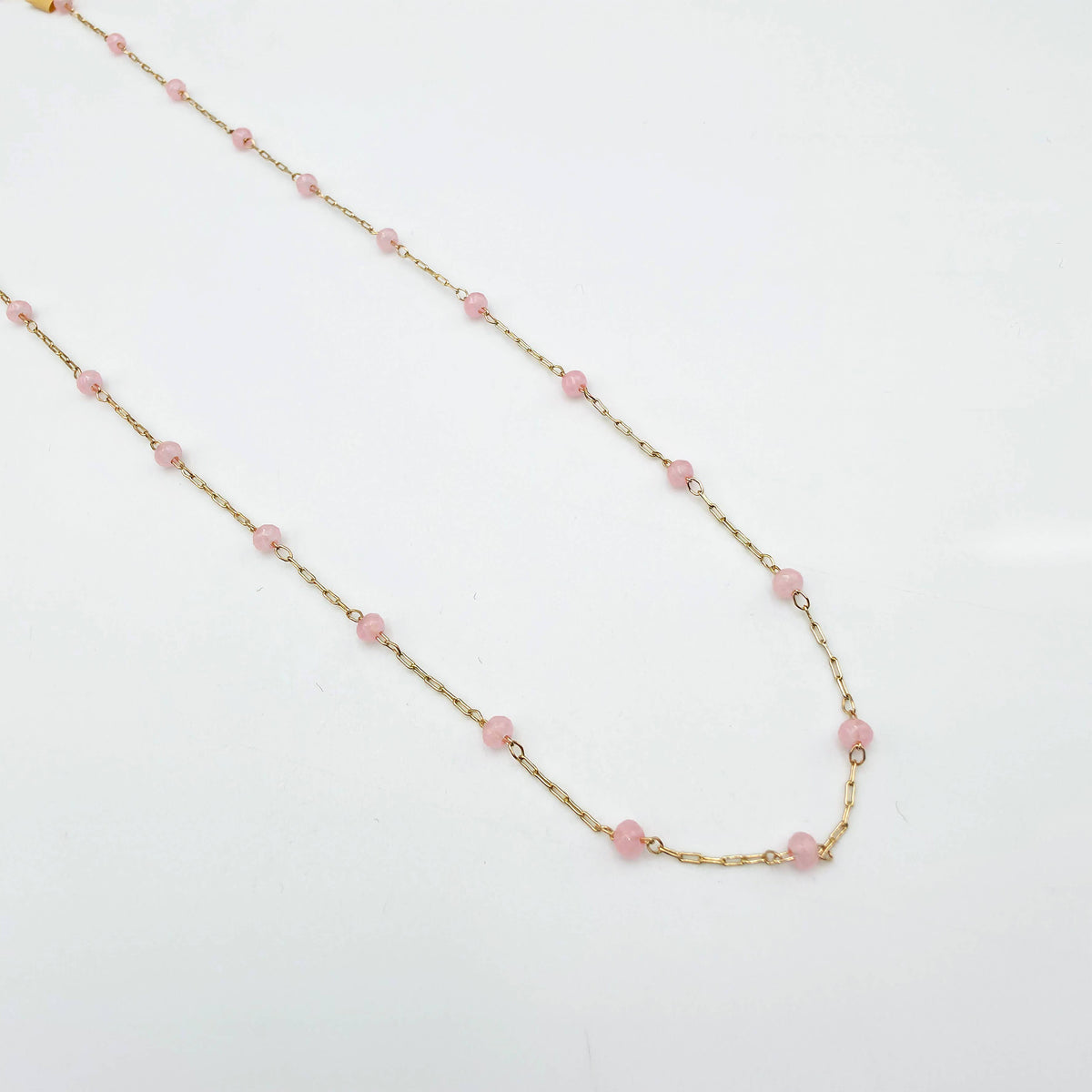 Della Pink Beaded Link Chain Necklace