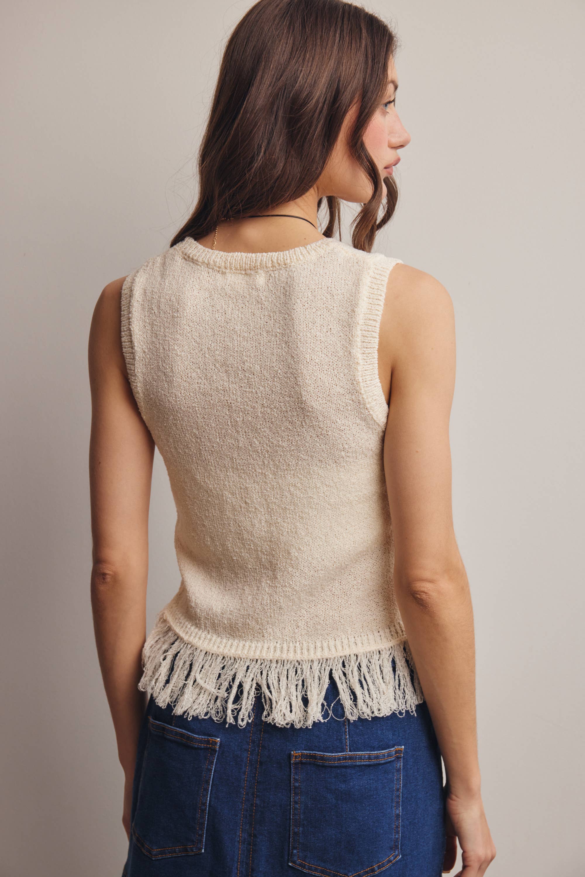 Felicity Fringe Hem Sleeveless Knit Top