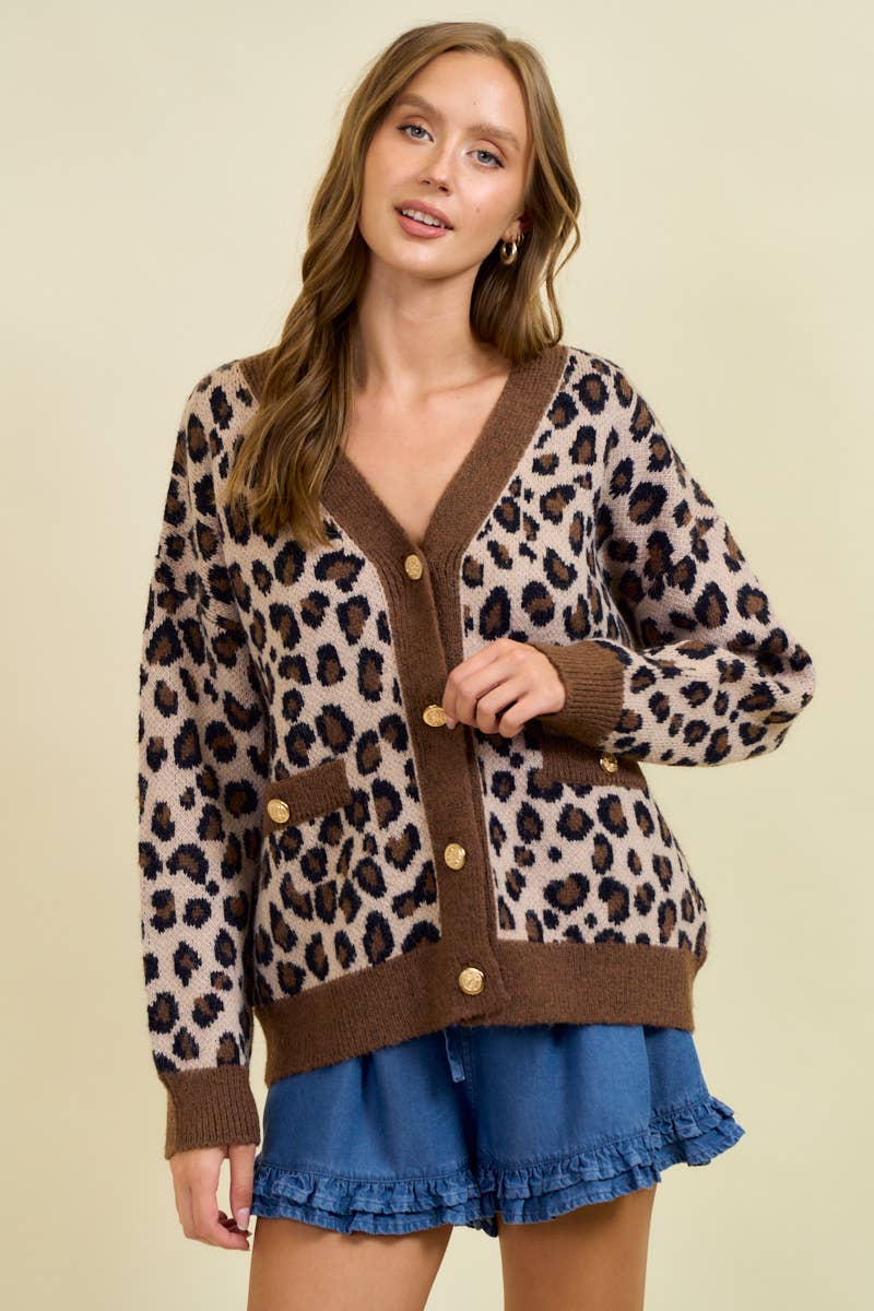 Laci Leopard Button Up Cardigan Sweater