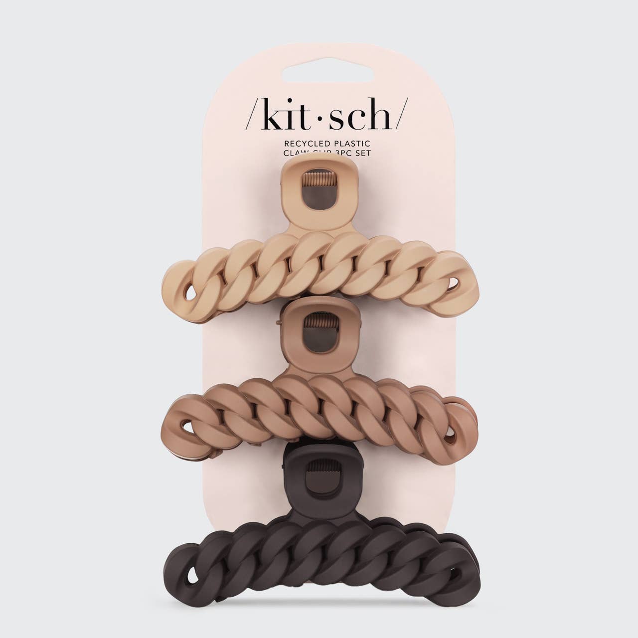 KITSCH Eco-friendly Chain Claw Clip 3pc Set - Neutral