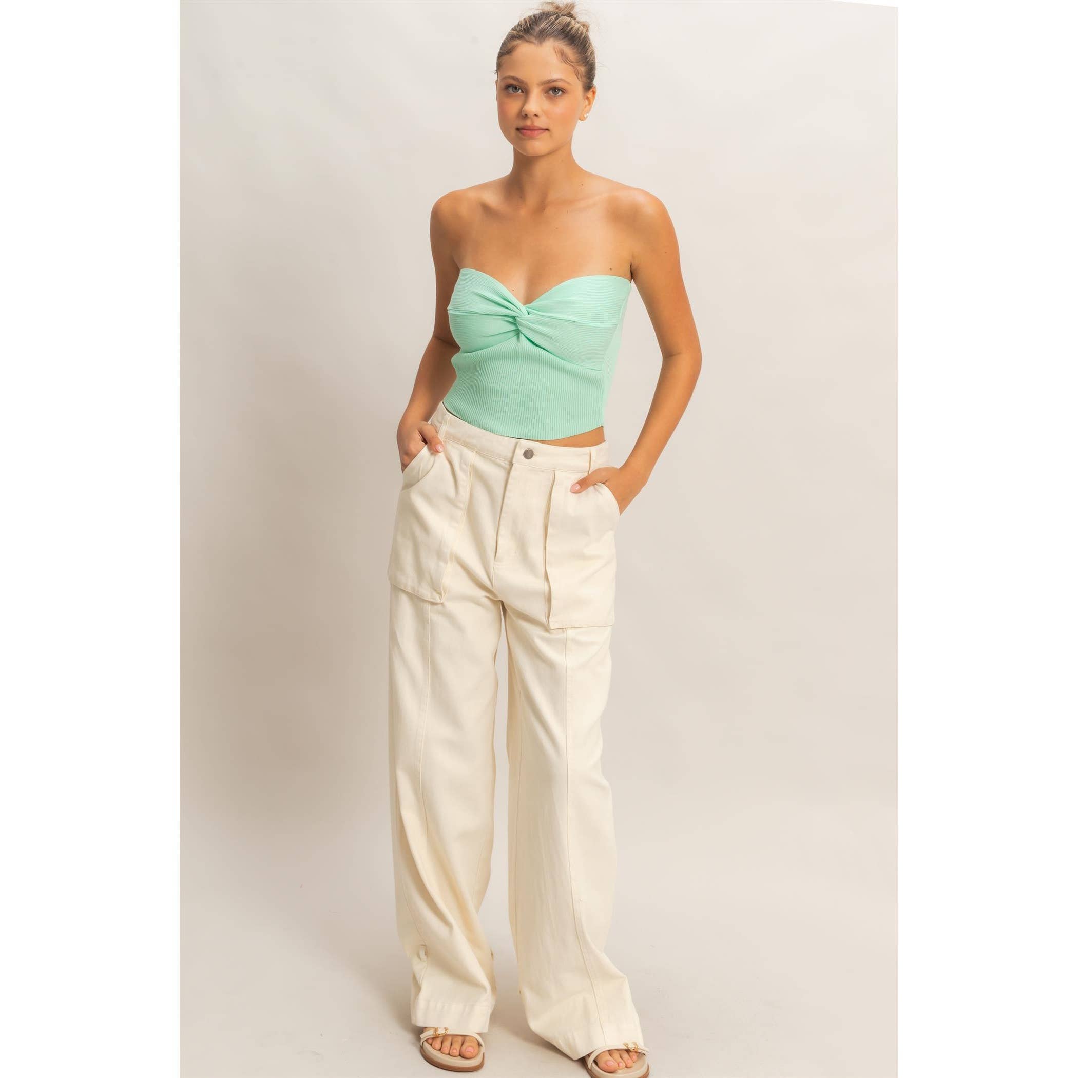 Ream Ribbed Knot Bustier Top