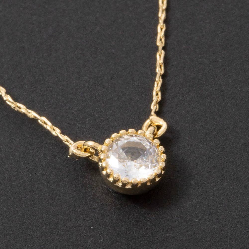 Smithe Dainty Chain Round Cz Halo Solitaire Pendant Necklace