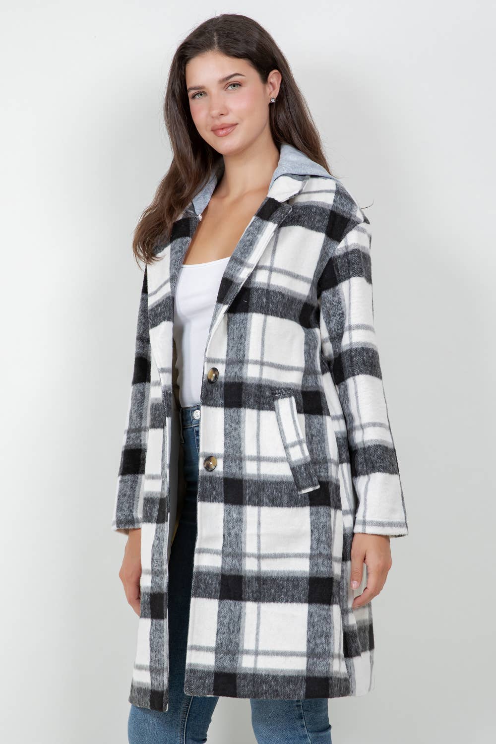 Tami Oversized Woolen Plaid Coat