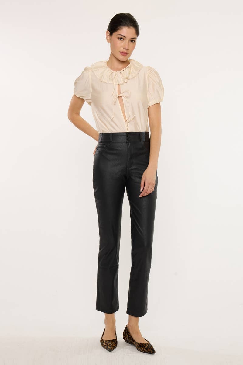 KanCan Vegan Leather Skinny Straight Pants