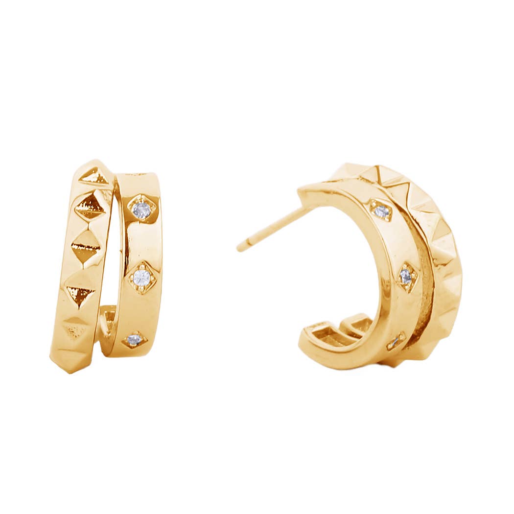 Devyn Gold-Dipped Spiky Double Hoop Post Earrings (2 Colors!)