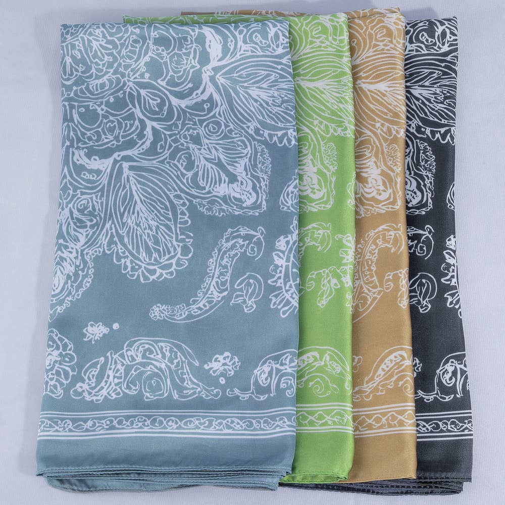Paisley Mandala Print Square Satin Scarf