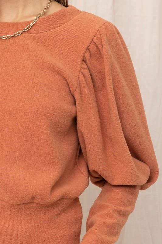Fey Brushed Puff Sleeve Top