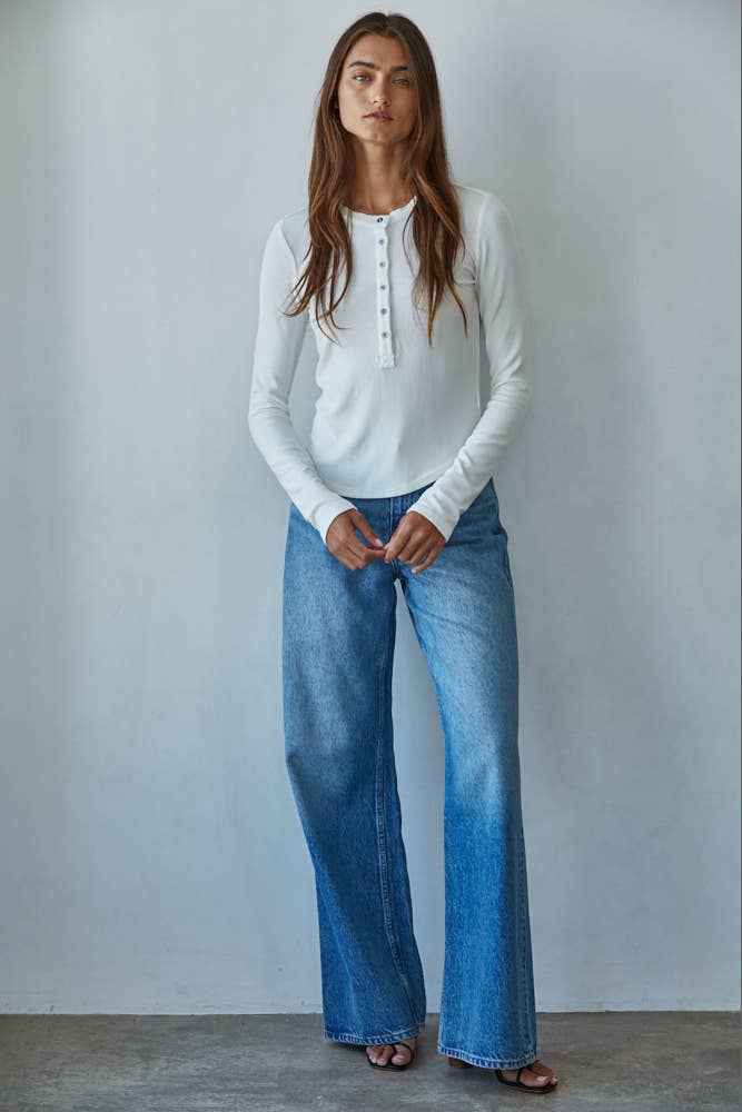 Hannah Long Sleeve Henley Top