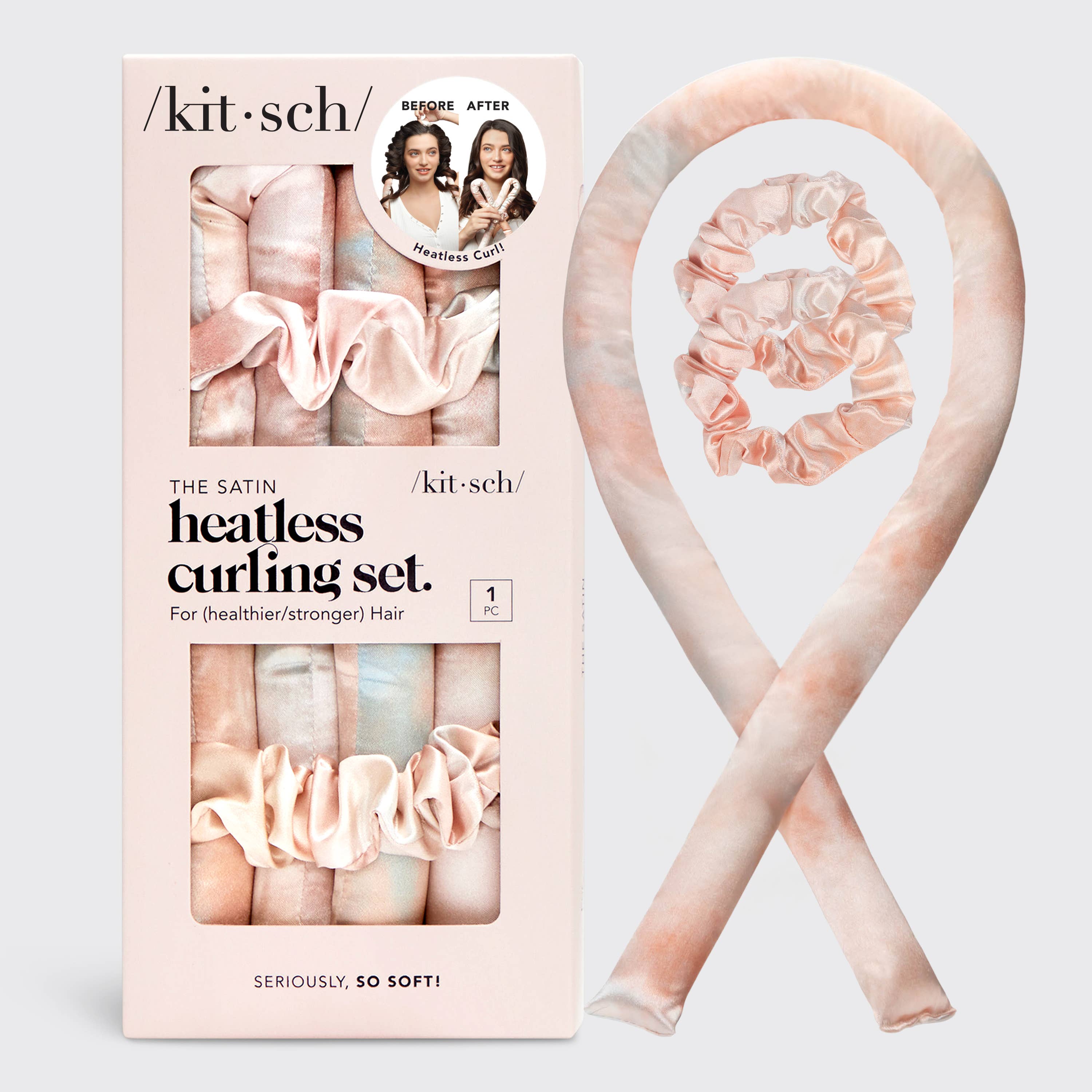 KITSCH Satin Heatless Curling Set - Sunset Tie Dye