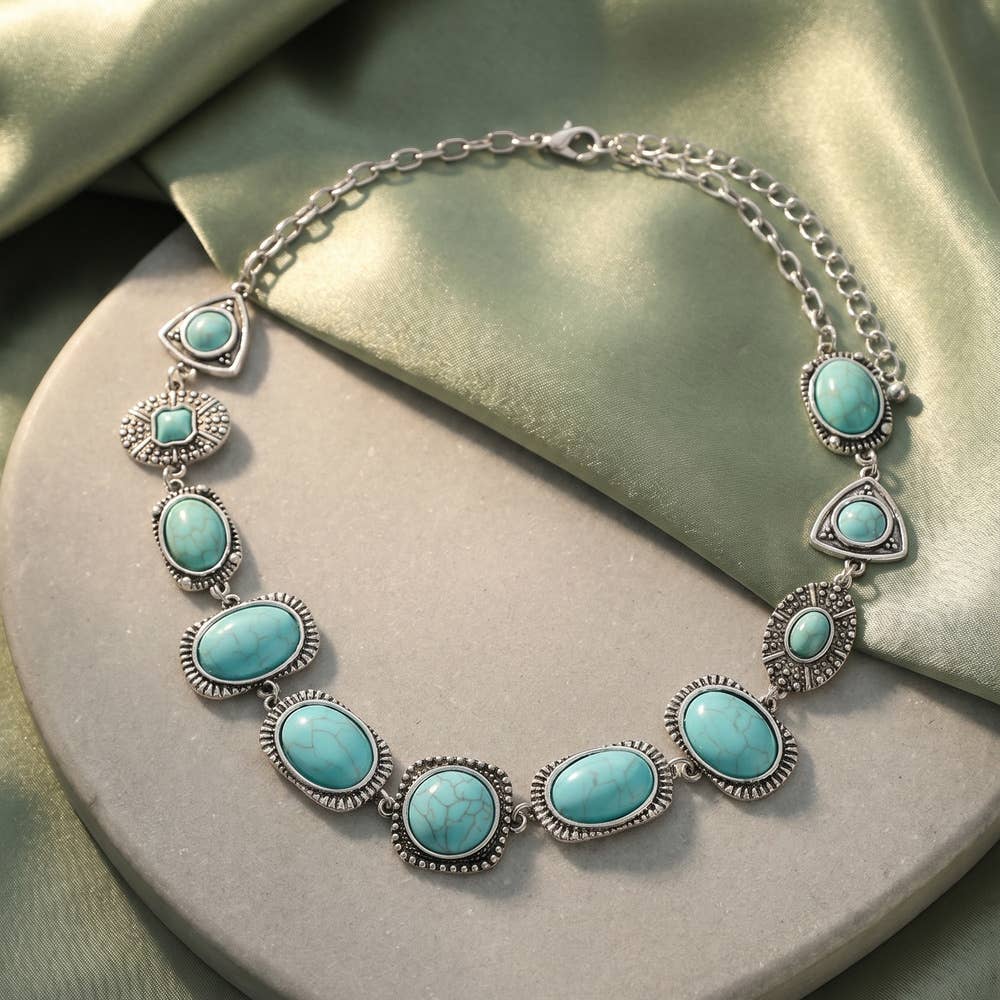Stef Turquoise Stone Western Collar Necklace