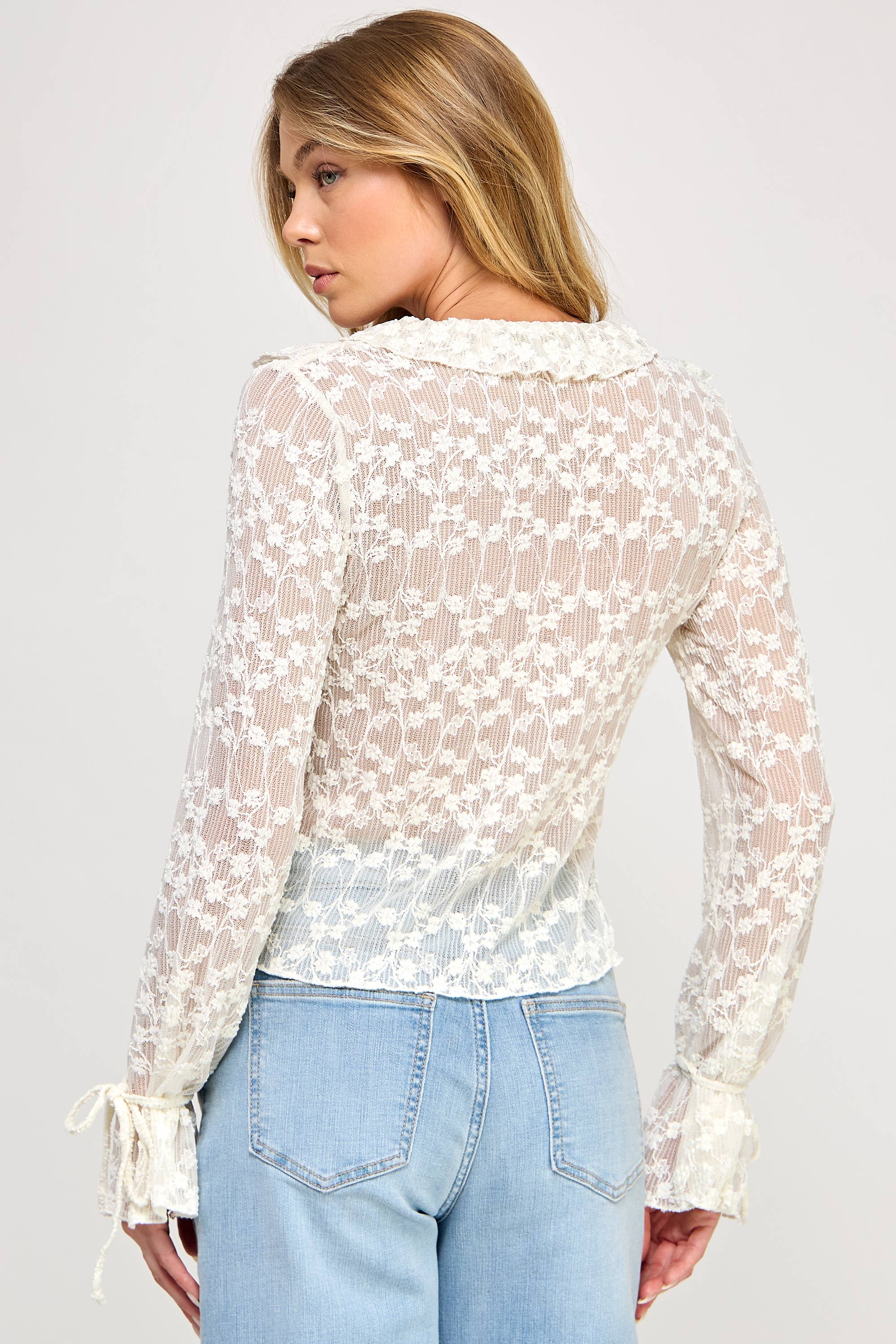 Vada Ruffle Floral Lace Top