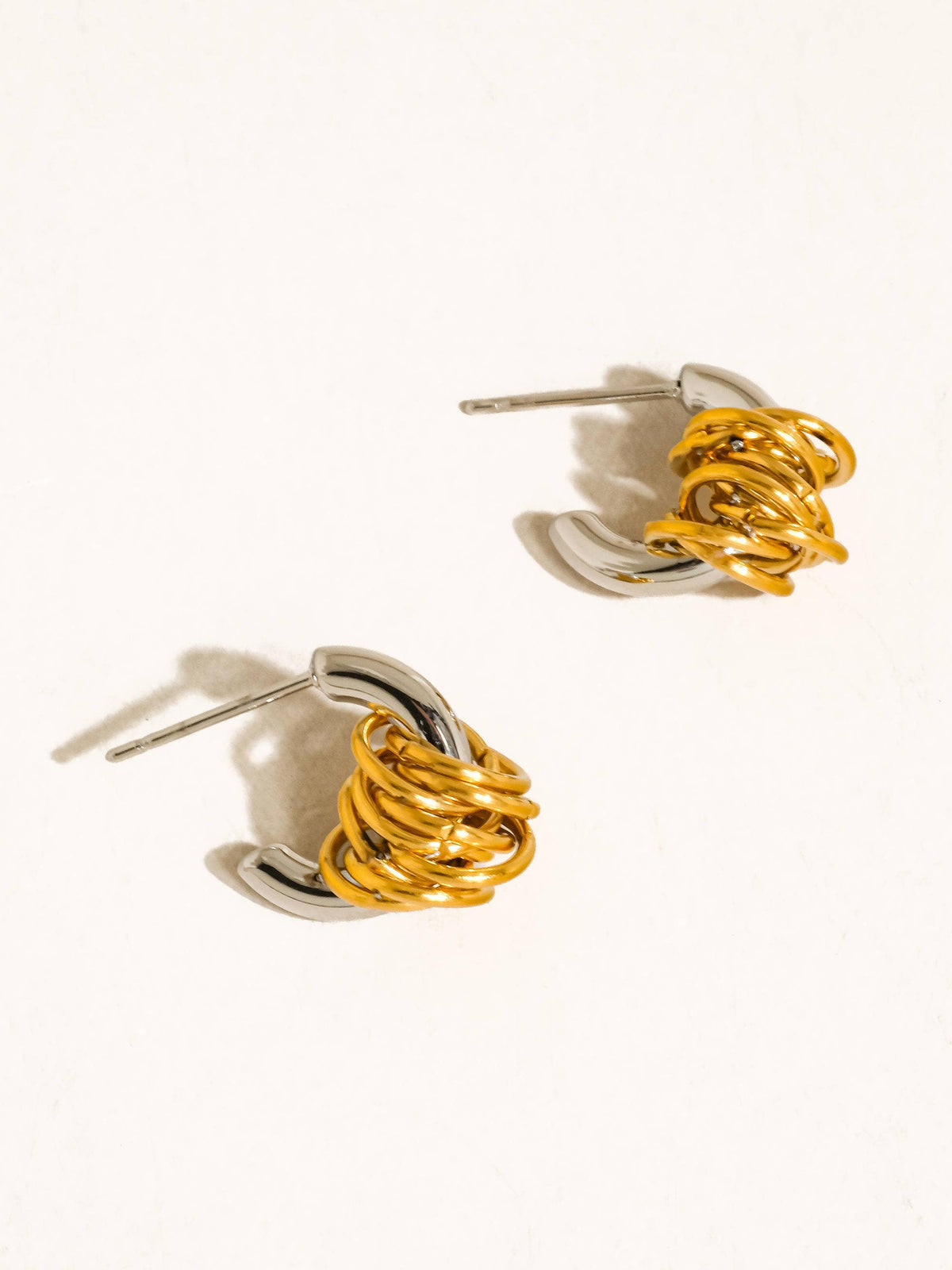 Flânerie by MAIQ Colmar 18K Gold Non-Tarnish Two-Tone Knot Stud Earrings