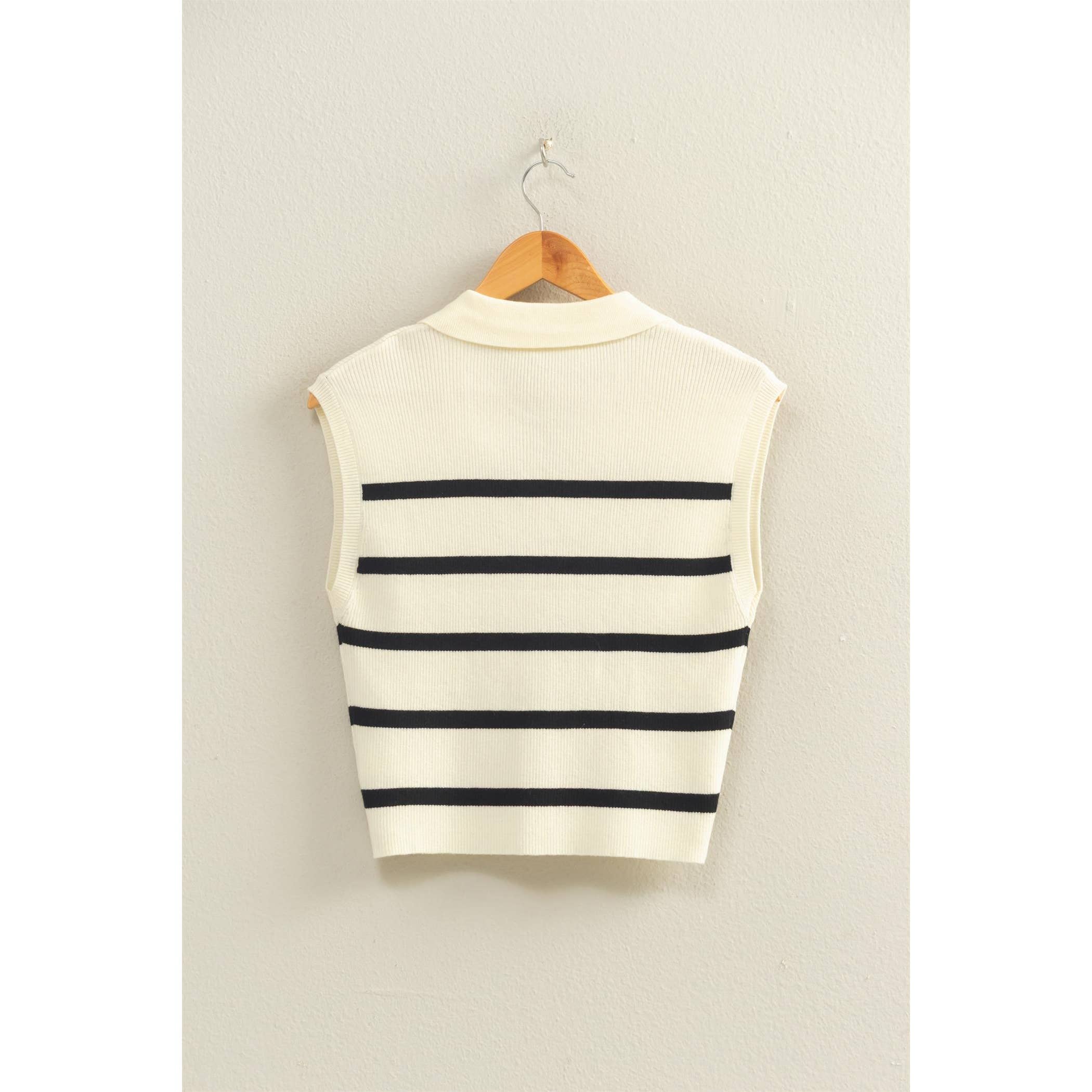 Coco Collared Striped Polo Vest