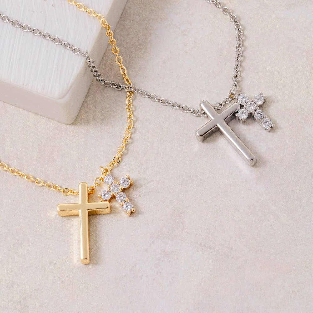 Ruddy Gold Dipped Cross Charms Necklace (2 Colors!)