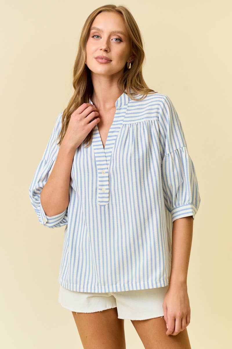 Loretta Stripe Puff Sleeve Top