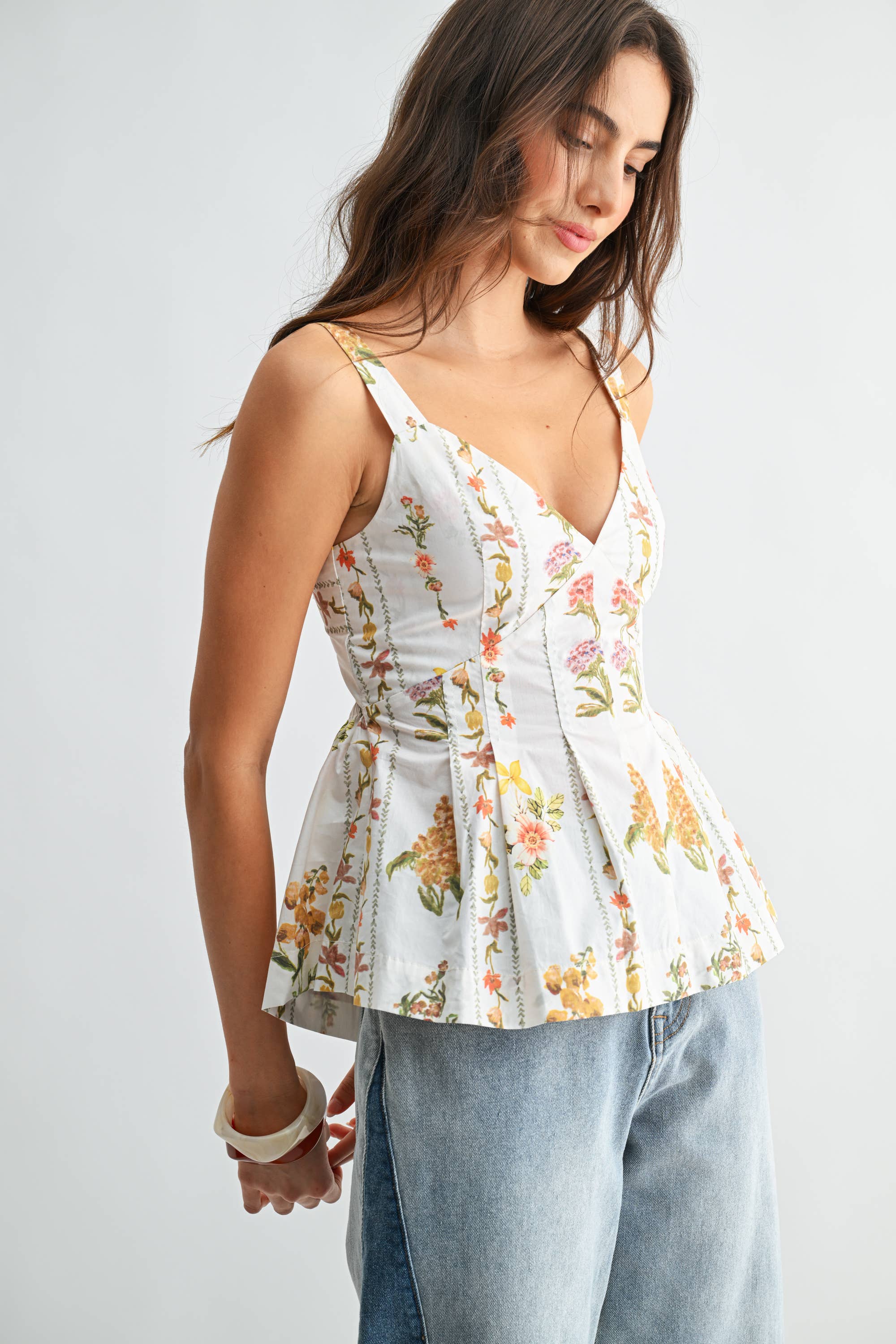 Salome Floral Print Peplum Top PREORDER
