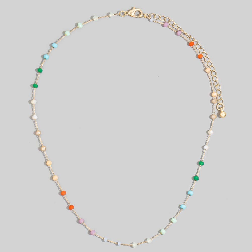 Soilee Assorted Dainty Bead Station Chain Necklace