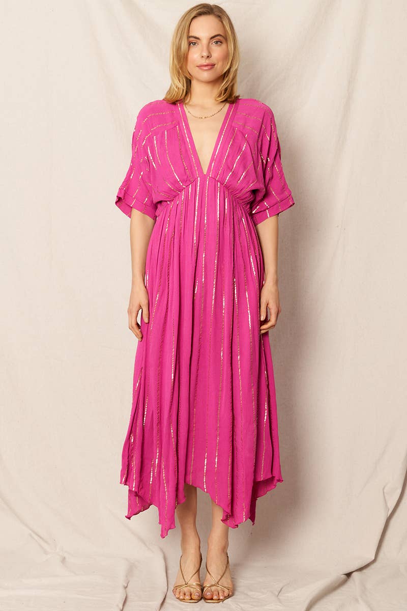 Deidre Pink Striped Sequin Midi Dress