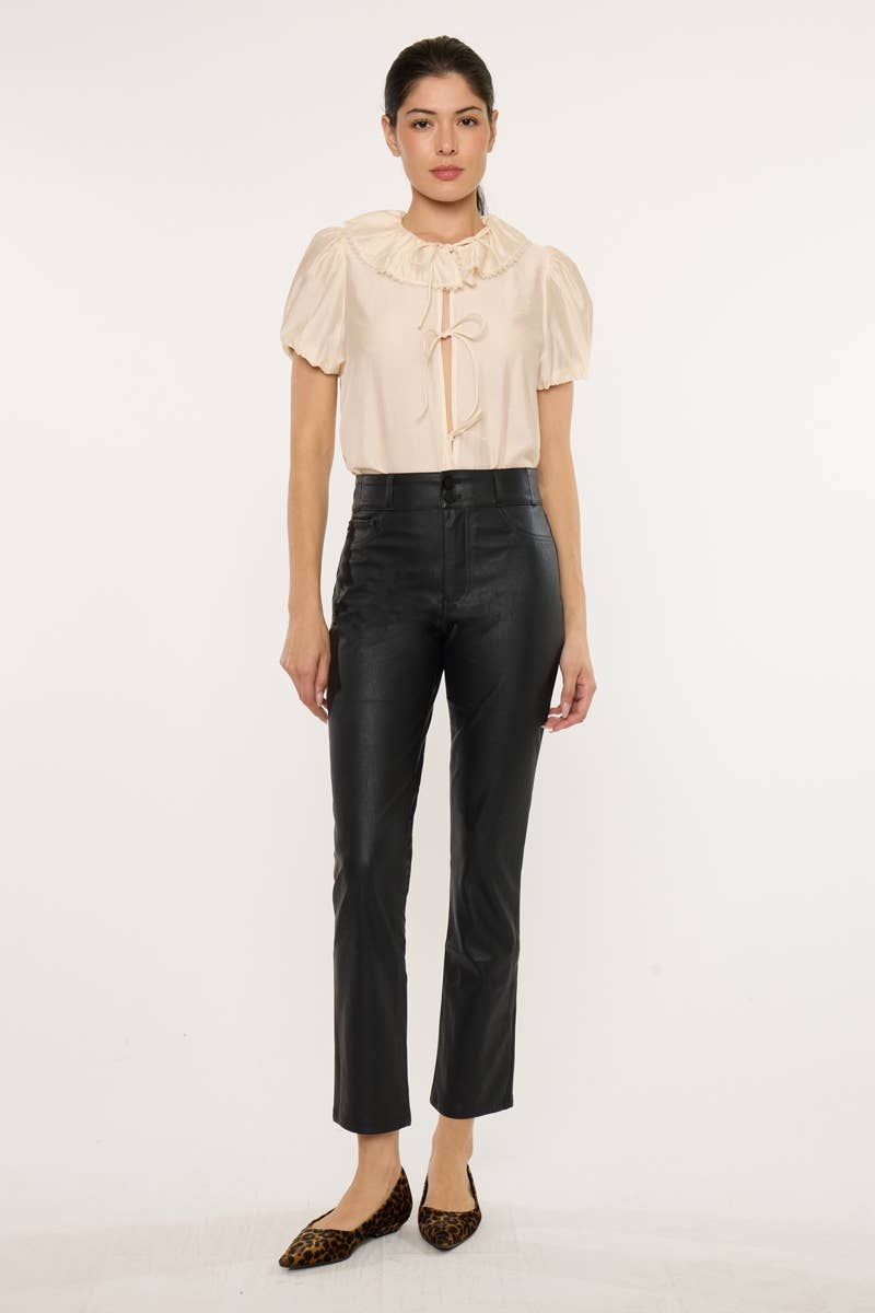 KanCan Vegan Leather Skinny Straight Pants