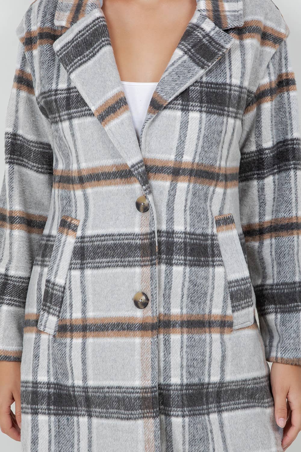 Tami Oversized Woolen Plaid Coat