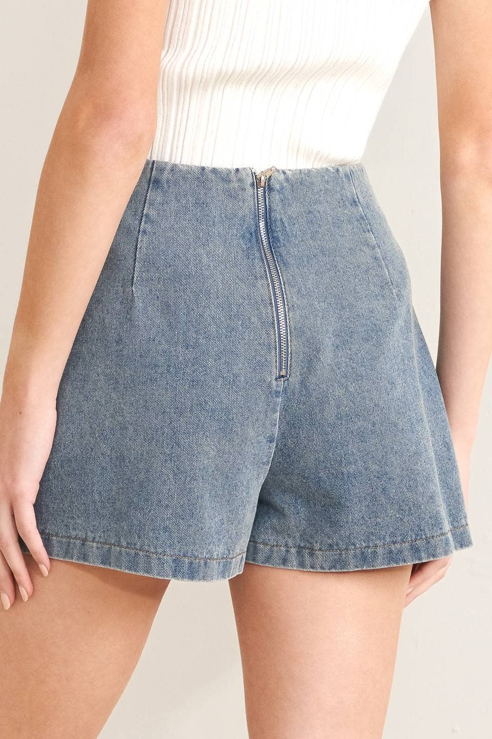 Hannah Denim Washed Skort Skirt