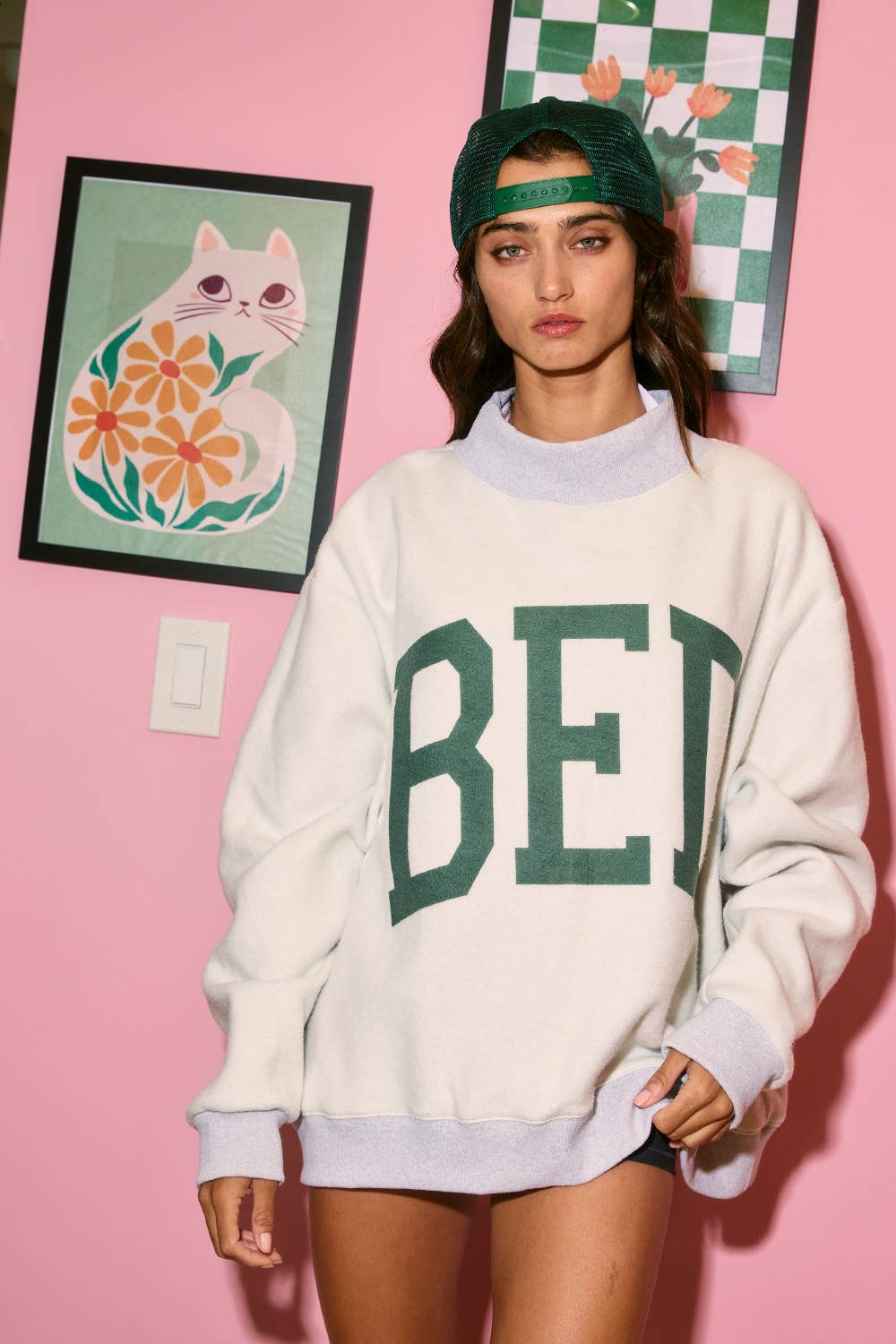 Vita 'GYM & BED' Print Reversible Mockneck Sweatshirt PREORDER